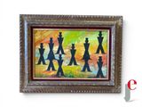 painting of a group of chess pieces in a frame on a wall