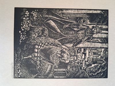 un dessin en noir et blanc représentant une femme et un chat
