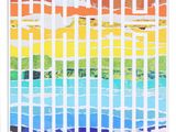painting of a multicolored painting of a rainbow and a white frame
