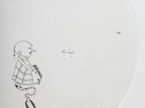 a drawing of a person sitting on a toilet seat