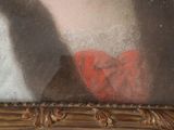 a painting of a woman holding a red heart in her hand