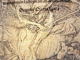 a drawing of a man riding on a horse