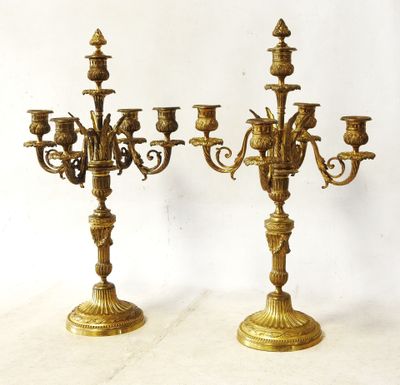 Paire de candélabres à cinq bras de lumière de style Louis X…