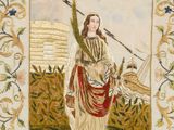 a close up of a picture of a woman with a bird in her hand