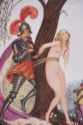 une photo d'un tableau représentant un homme et une femme en armure