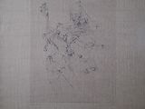 a drawing of a man riding a horse with a horse drawn on it