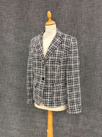 LORIS AZZARO – Veste en lainage noir et blanc. Taille : 38-40 à v...
