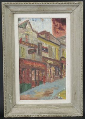 JC. HERTE (XXe): "La rue commerçante", huile sur toile, sign…