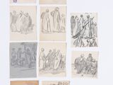 plusieurs dessins représentant des personnes et des animaux sur une surface blanche