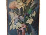 une peinture de fleurs dans un vase sur une table
