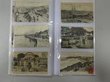 several old postcards of a city with buildings and people on them