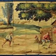 Carton de tapisserie. Ensemble de bandes de verdure. 5 Bandes ave...