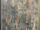 un vieux tableau représentant un homme à cheval avec une femme à ses côtés