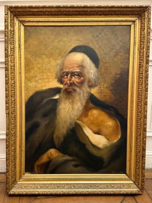 a painting of an old man with a white beard and a hat