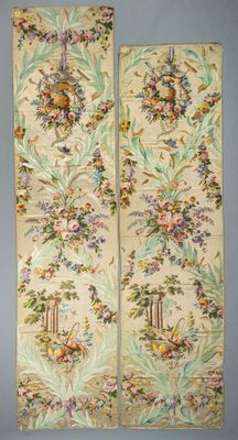 pair of antique chinese wall hangings with flowers and birds