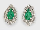 pair of emerald and diamond earrings