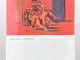 a book with a drawing of a woman and a man in a room
