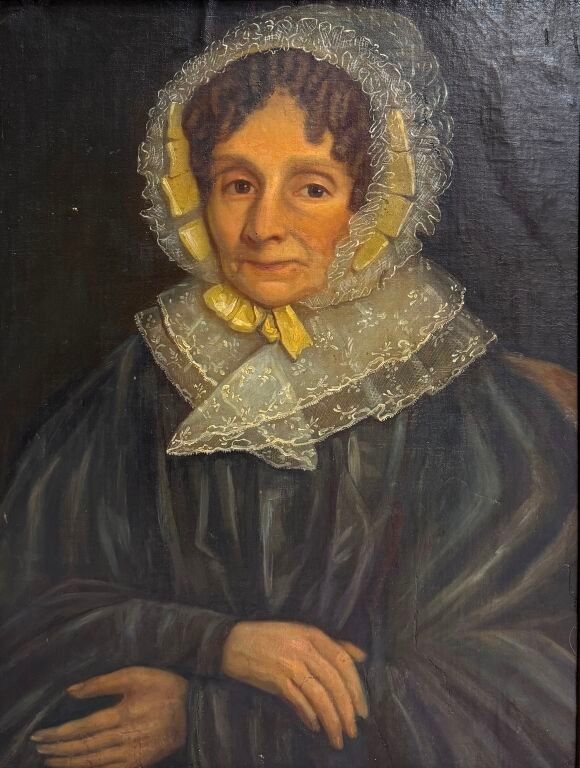 Ecole XIXème. Femme à la coiffe. Huile sur toile. 60 x 44 cm.