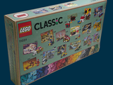 a box of legos that is on a blue background