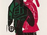 an image of a painting of a man and a woman in red and green