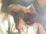 un tableau représentant un homme barbu assis à côté d'une femme