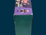 a green box with a picture of a bunch of cartoon characters on it