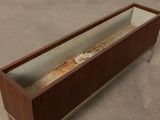 an image of a wooden planter with a glass top