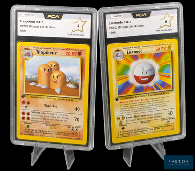 deux cartes Pokémon exposées sur une table