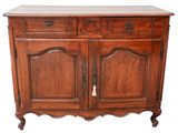 a wooden cabinet with two doors and two drawers
