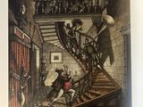 an image of a book with a picture of a man on a staircase