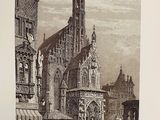 a picture of a drawing of a church in the middle of a town
