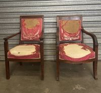 Deux fauteuils en acajou de style et d'époque Consulat ou Em…