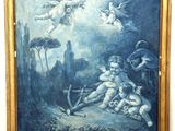 une image représentant une peinture d'anges sur un miroir dans une pièce