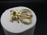 yellow gold tone bow brooch pin brooch pin with rhines