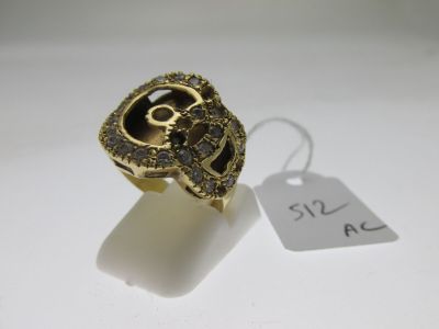 bague monture or bas-titre 700°/°° ajourée et sertie de pi… - Photo 1