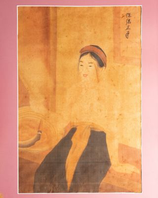 a painting of a woman holding a bowl of food