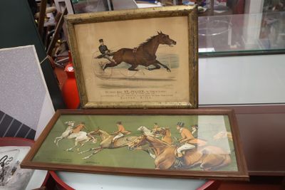a picture of a picture of a horse and jockeys on display