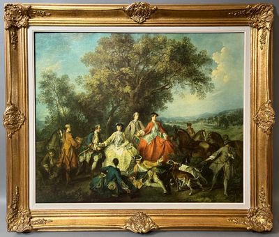 une image d'une peinture représentant un groupe de personnes dans un champ