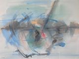 aquarelle abstraite représentant une horloge sur une feuille de papier