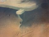 painting of a dog sitting on top of a table next to a bird