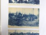 three pictures of a group of people in a field