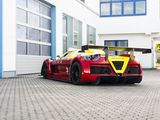 a red sports car that is parked in front of a building