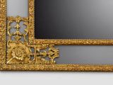 an ornate gold framed mirror with flowers and leaves