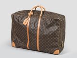 Sac de voyage Louis Vuitton en toile Monogram marron et cuir beige