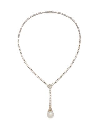 a white pearl and diamond necklace