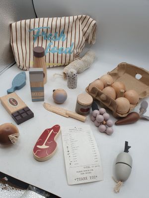 a table with a bunch of toys on it