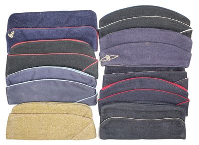 six pairs of eye masks are lined up on a white surface