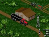 une image représentant une scène de vie à la ferme avec un tracteur et du matériel agricole