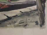 a picture of a painting of a boat on the water