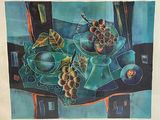 a painting of a still life with fruit on a table